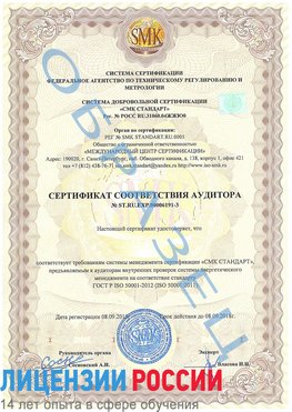 Образец сертификата соответствия аудитора №ST.RU.EXP.00006191-3 Сыктывкар Сертификат ISO 50001